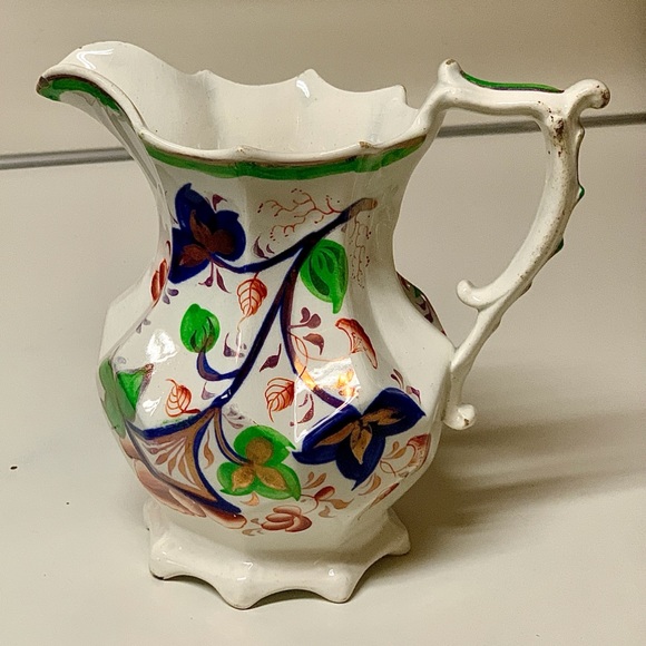 19th Century Gaudy Welsh Unrecorded Pattern Octagonal Footed Jug Handled Pitcher - Picture 15 of 16